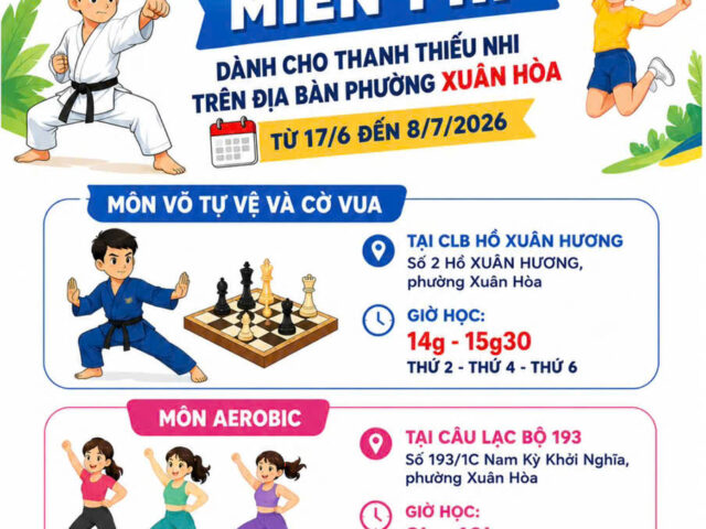 TRUNG TÂM CUNG ỨNG DỊCH VỤ CÔNG PHƯỜNG XUÂN HÒA KHAI GIẢNG CÁC LỚP NĂNG KHIẾU HÈ MIỄN PHÍ NĂM 2026