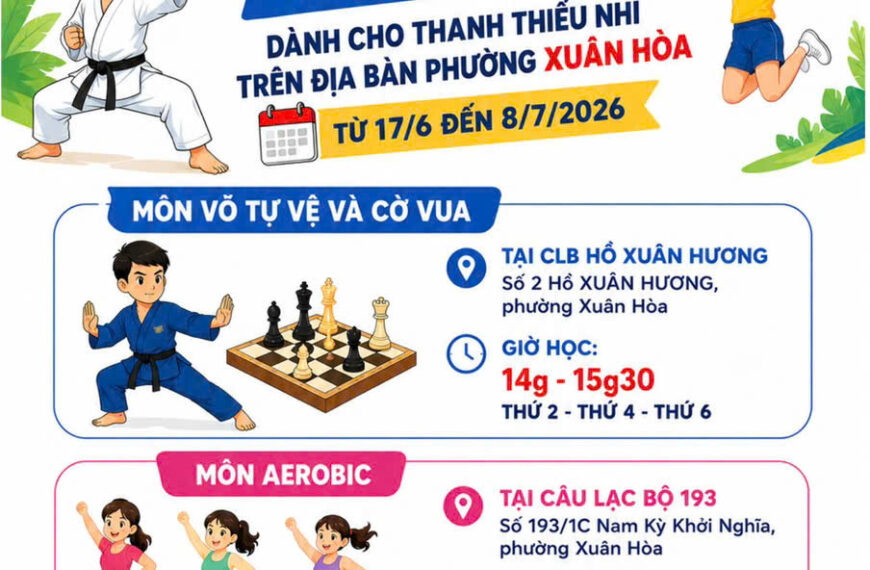TRUNG TÂM CUNG ỨNG DỊCH VỤ CÔNG PHƯỜNG XUÂN HÒA KHAI GIẢNG CÁC LỚP NĂNG KHIẾU HÈ MIỄN PHÍ NĂM 2026